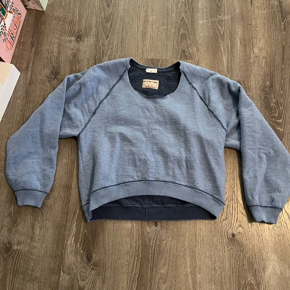 Free people WE THE FREE Blue Midnight Pullover Sweatshirt